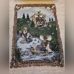 Handmade 1997 Enesco Moose Creek Crossing Tapestry Throw